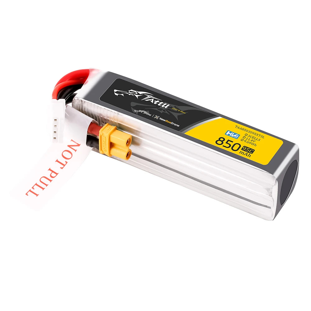 Tattu 850mAh 3S 95C 11.4V(HV) Long Lipo Battery | XT30 Plug | FPV Classic
