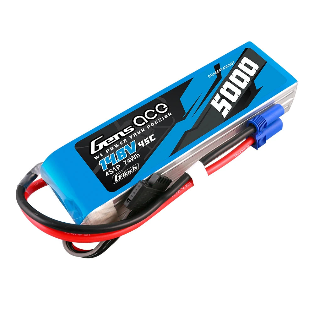 Gens ace 5000mAh 4S 45C 14.8V Lipo Battery | EC5 Plug | Air Classic