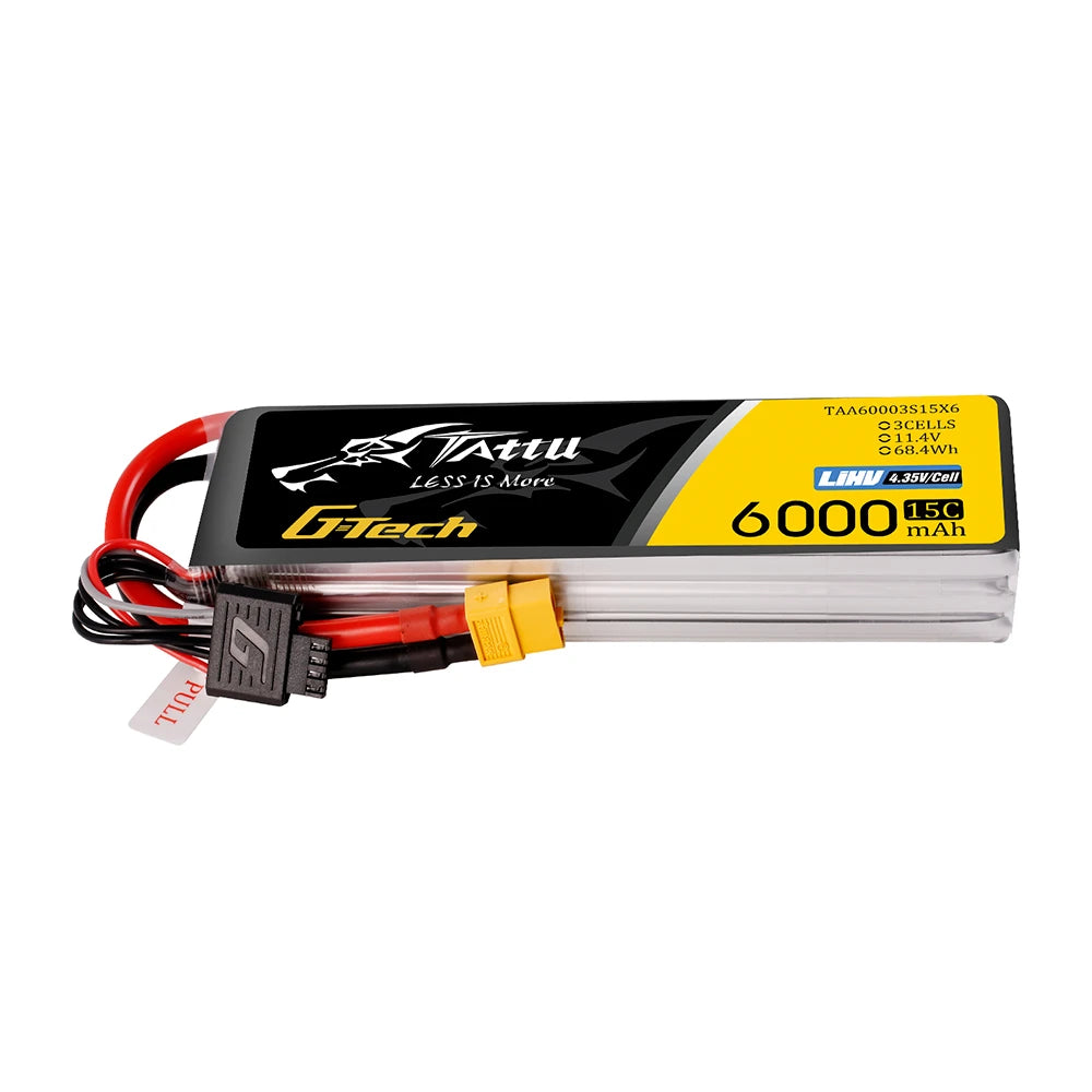 Tattu 6000mAh 3S 15C 11.4V(HV) Lipo Battery | XT60 Plug | FPV Classic