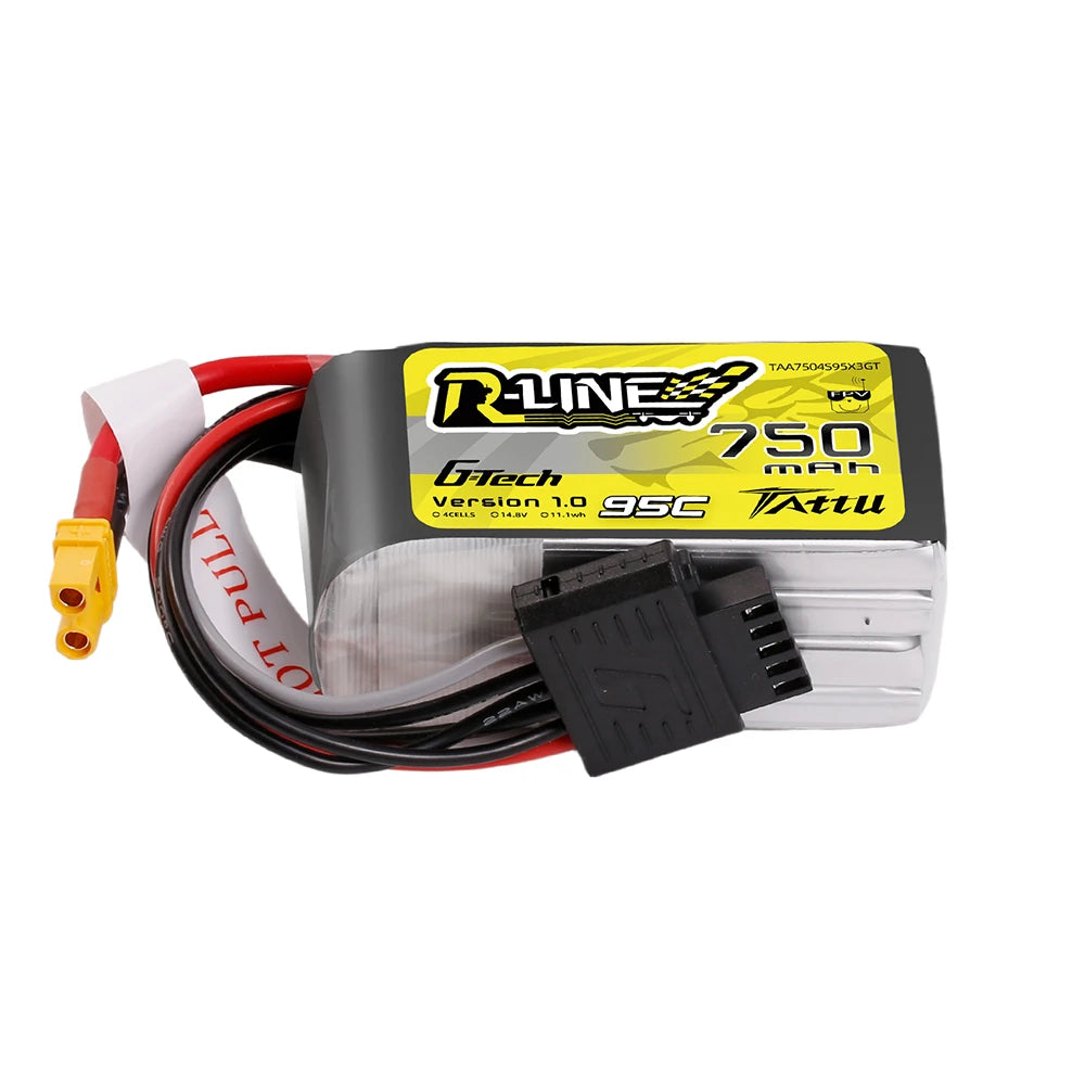 Tattu 750mAh 4S 95C 14.8V Lipo Battery | XT30 Plug | R-Line 1.0