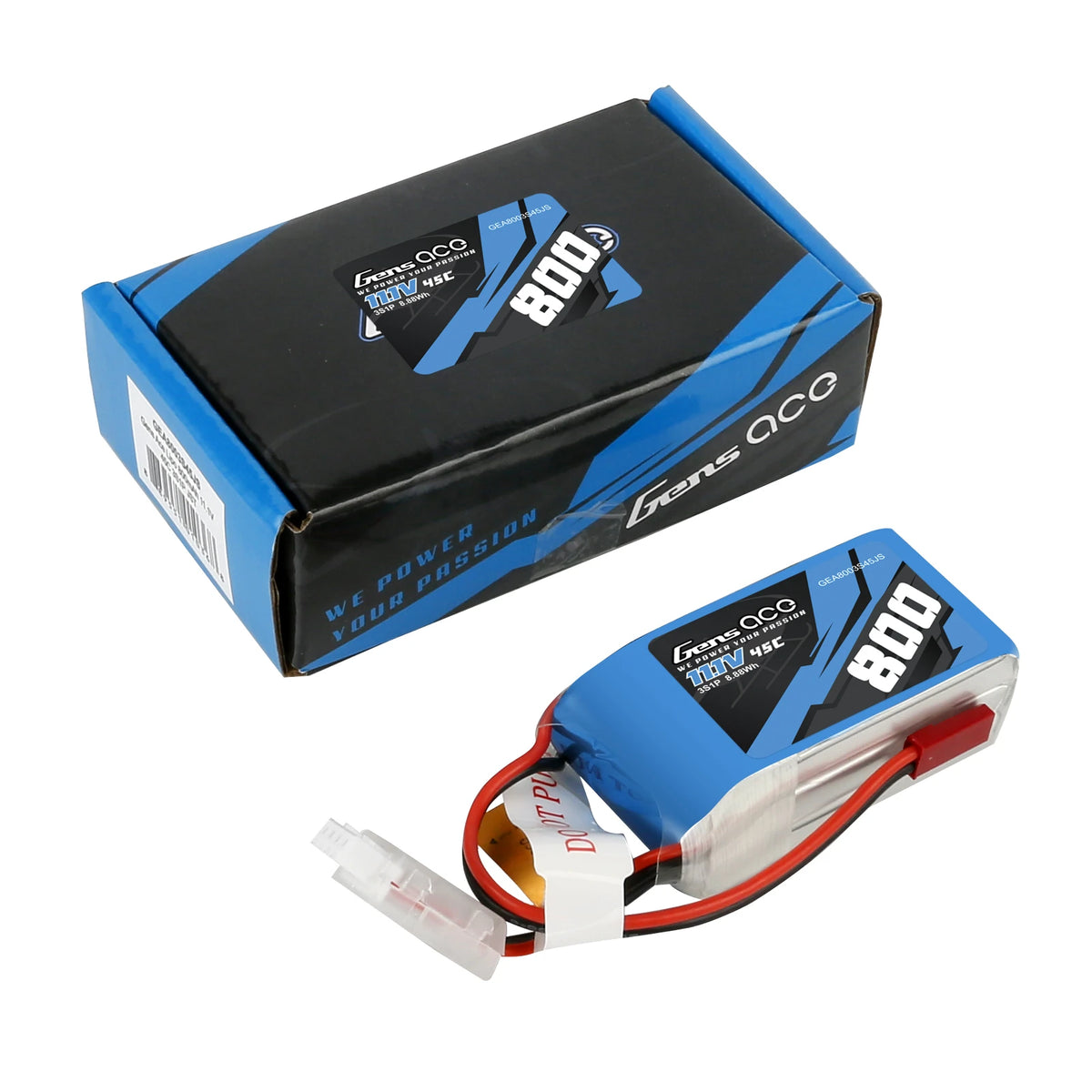 Gens ace 800mAh 3S 45C 11.1V Lipo Battery | JST-SYP Plug | Air Classic (Non-G-Tech)