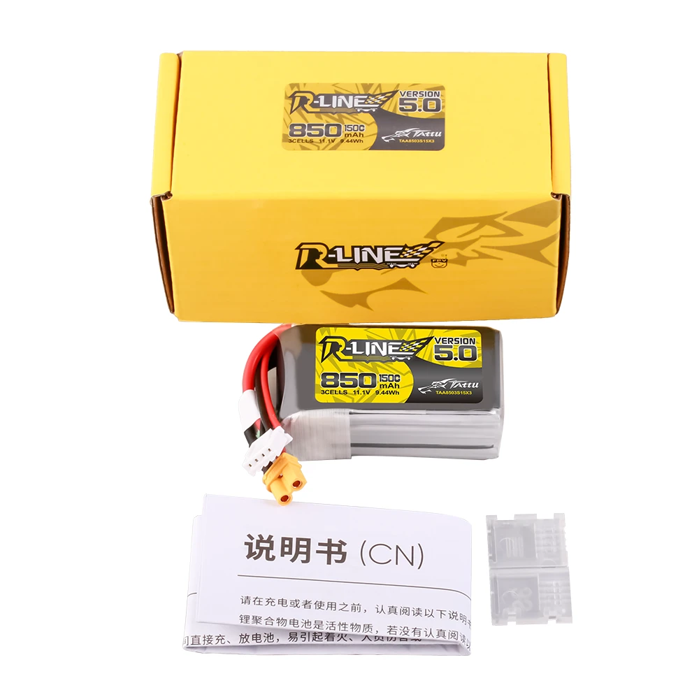 Tattu 850mAh 3S 150C 11.1V Lipo Battery | XT30 Plug | R-Line 5.0