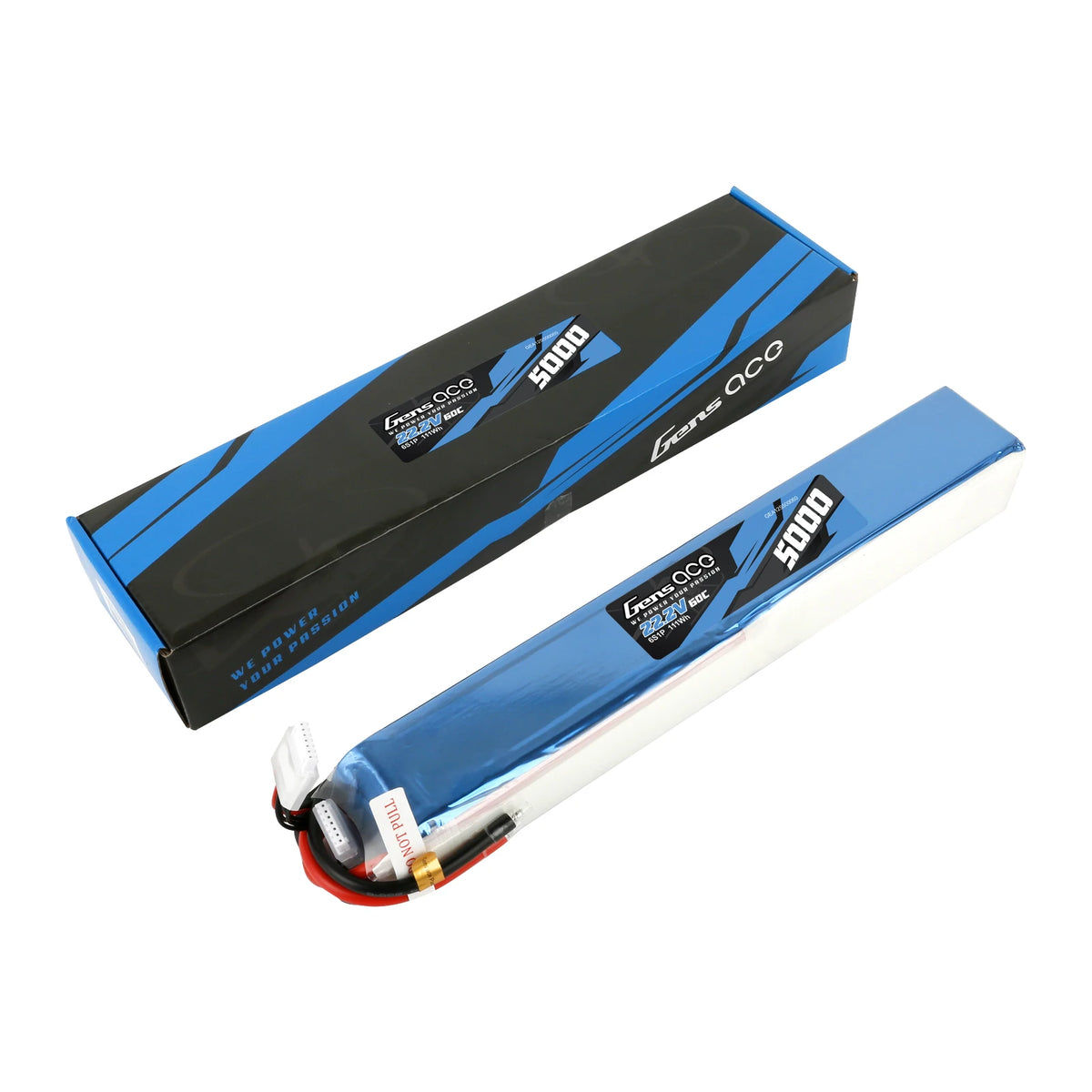 Gens ace 5000mAh 12S 60C 44.4V Lipo Battery | No Plug | Air Classic (Non-G-Tech)