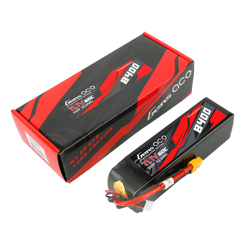Gens ace 8400mAh 3S 60C 11.1V Lipo Battery | XT60 Plug | Car Classic (Non-G-Tech)