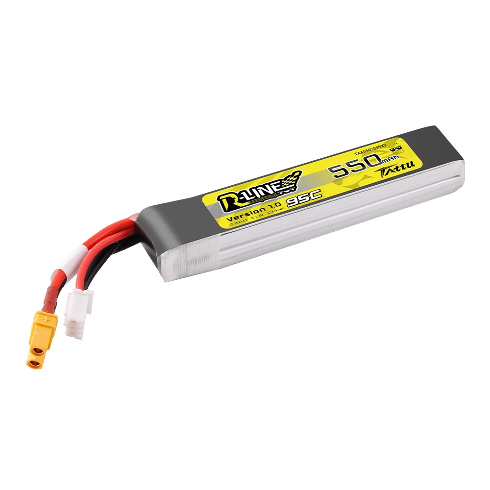 Tattu 550mAh 2S 7.4V Long Lipo Battery | XT30 Plug | R-Line 1.0