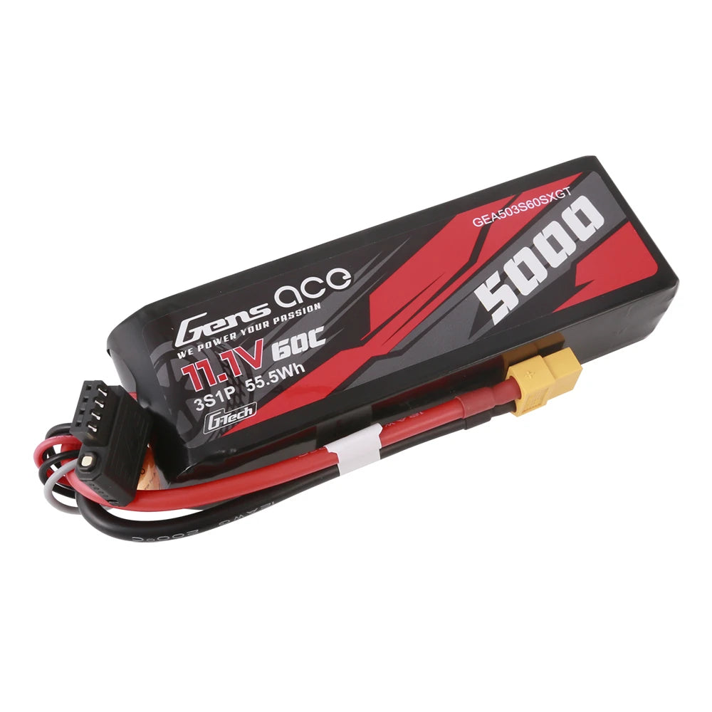 Gens ace 5000mAh 3S 60C 11.1V Lipo Battery | XT60 Plug | Car Classic