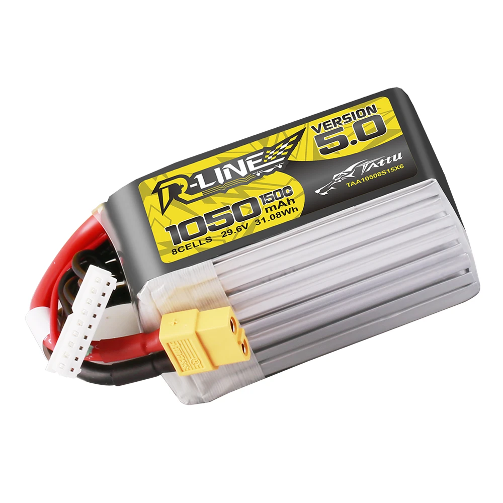 Tattu 1050mAh 8S 150C 29.6V Lipo Battery | XT60 Plug | R-Line 5.0