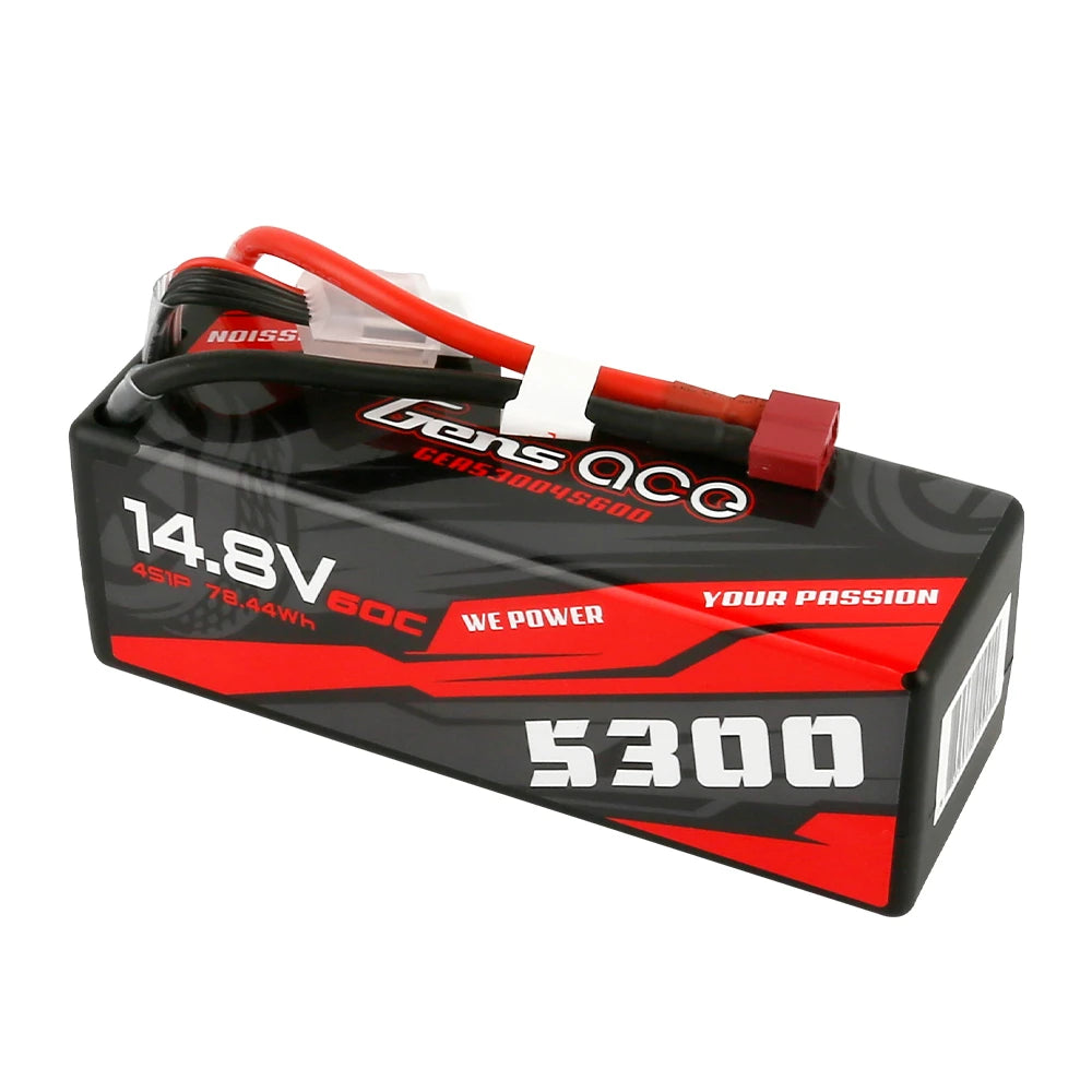 Gens ace 5300mAh 4S 60C 14.8V Lipo Battery | Hardcase | Deans Plug | Car Classic (Non-G-Tech)