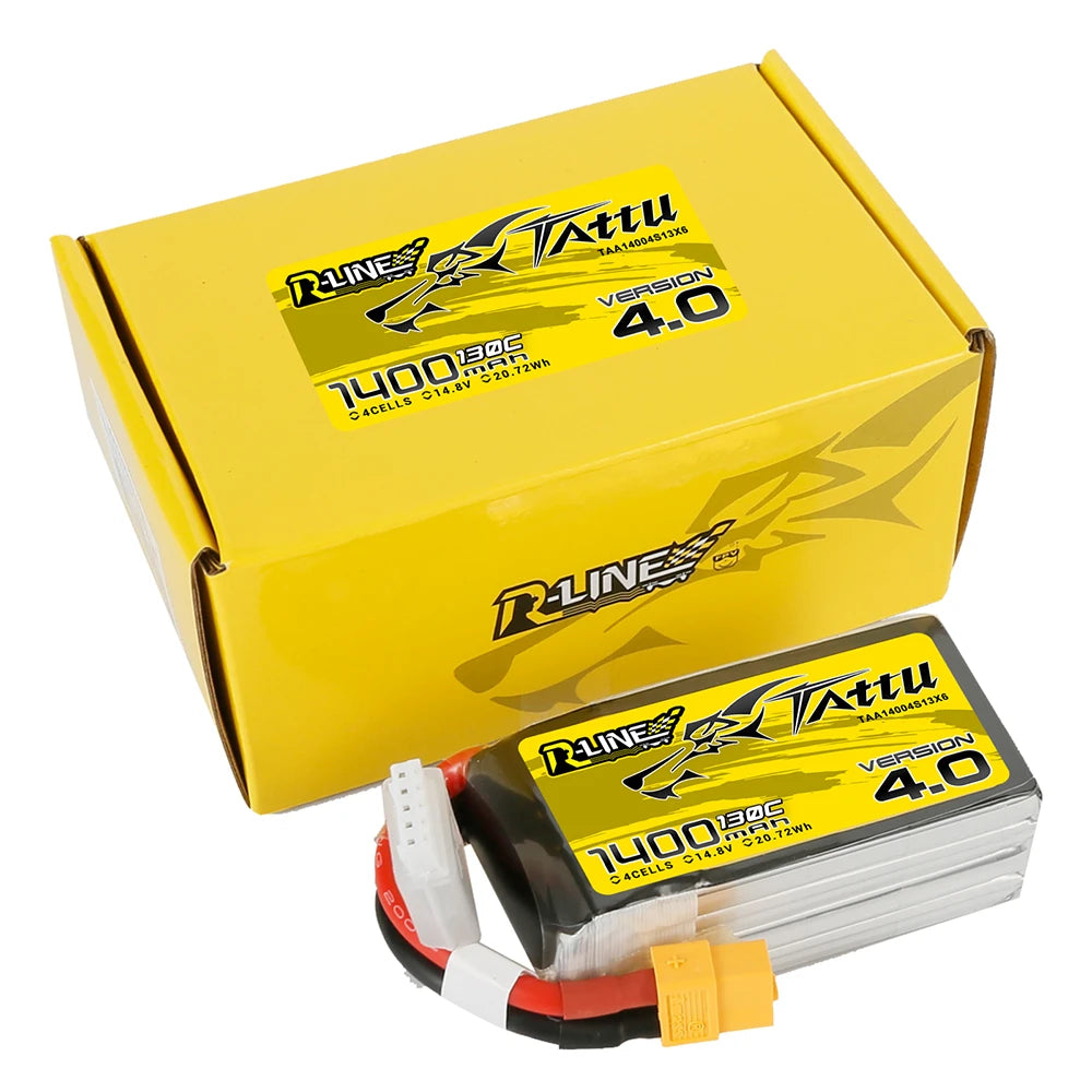 Tattu 1400mAh 4S 130C 14.8V Lipo Battery | XT60 Plug | R-Line 4.0
