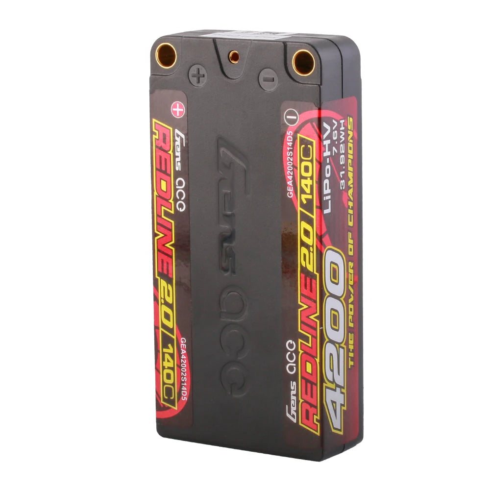 Gens ace 4200mAh 2S 140C 7.6V(HV) Shorty Lipo Battery | 5.0mm bullet | Redline 2.0