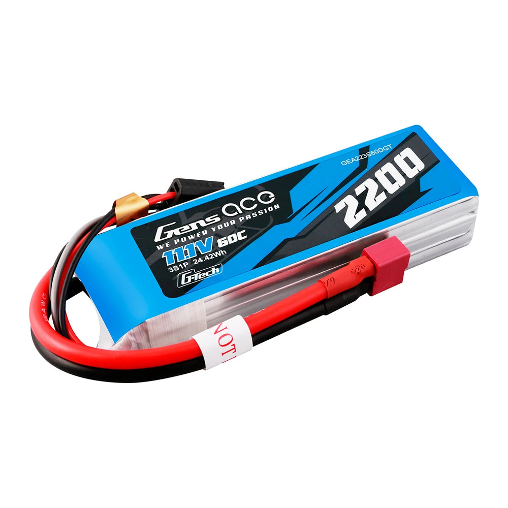 Gens ace 2200mAh 3S 60C 11.1V Lipo Battery | Deans Plug | Air Classic