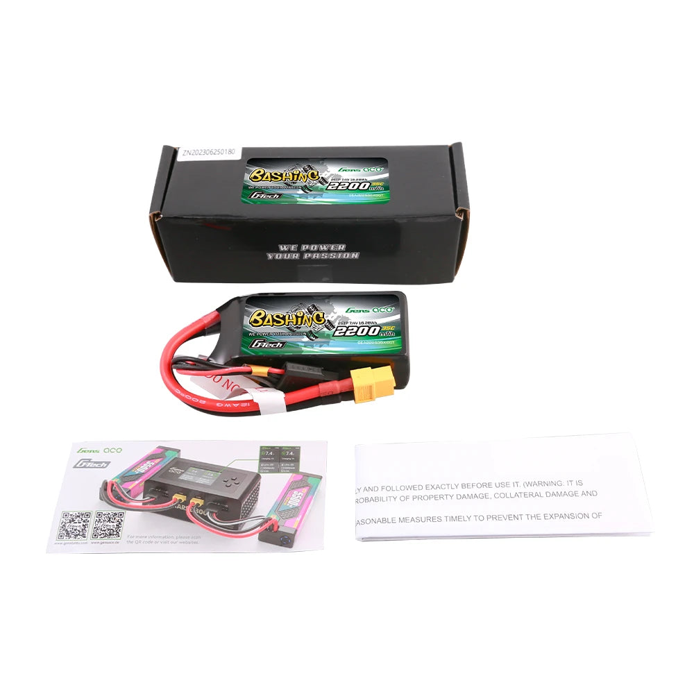 Gens ace 2200mAh 3S 35C 11.1V Lipo Battery | XT60 Plug | Bashing