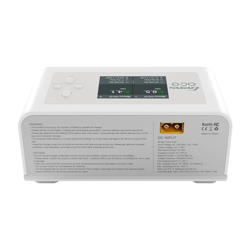 Gens ace iMars Dual Smart Charger | AC 200W / DC 300W×2 | 15A | 1-6S | 2-Channel | White