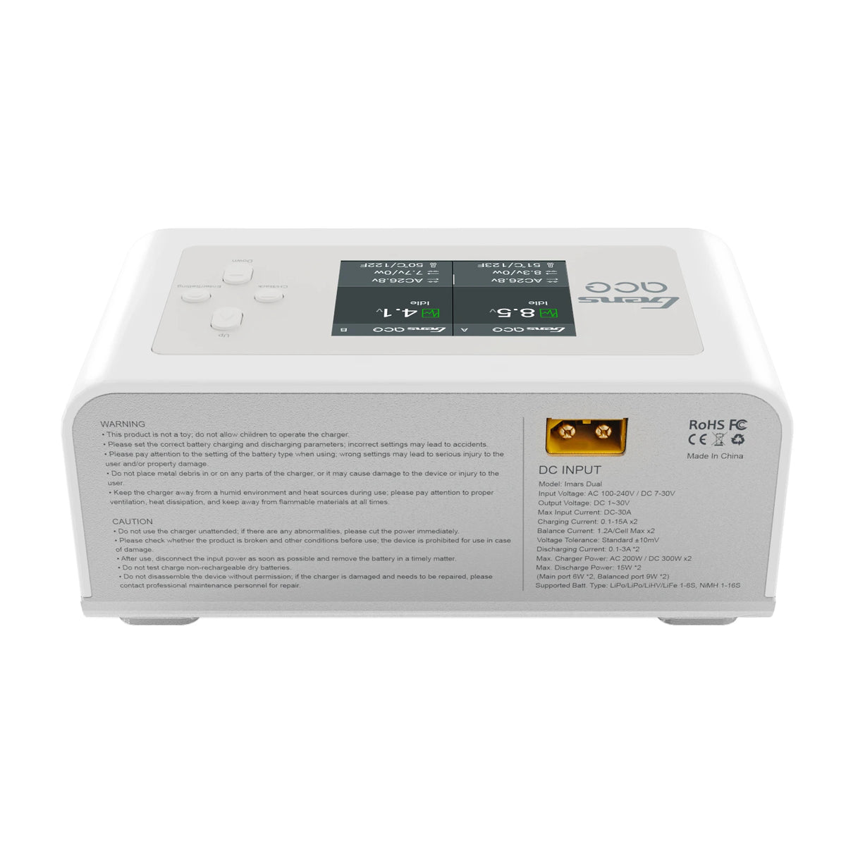 Gens ace iMars Dual Smart Charger | AC 200W / DC 300W×2 | 15A | 1-6S | 2-Channel | White