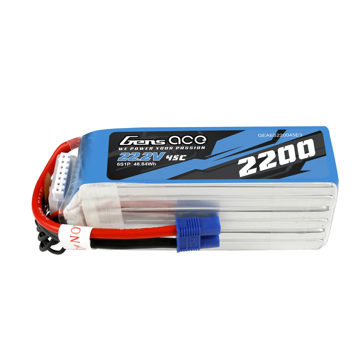 Gens ace 2200mAh 6S 45C 22.2V Lipo Battery | EC3 Plug | Air Classic (Non-G-Tech)