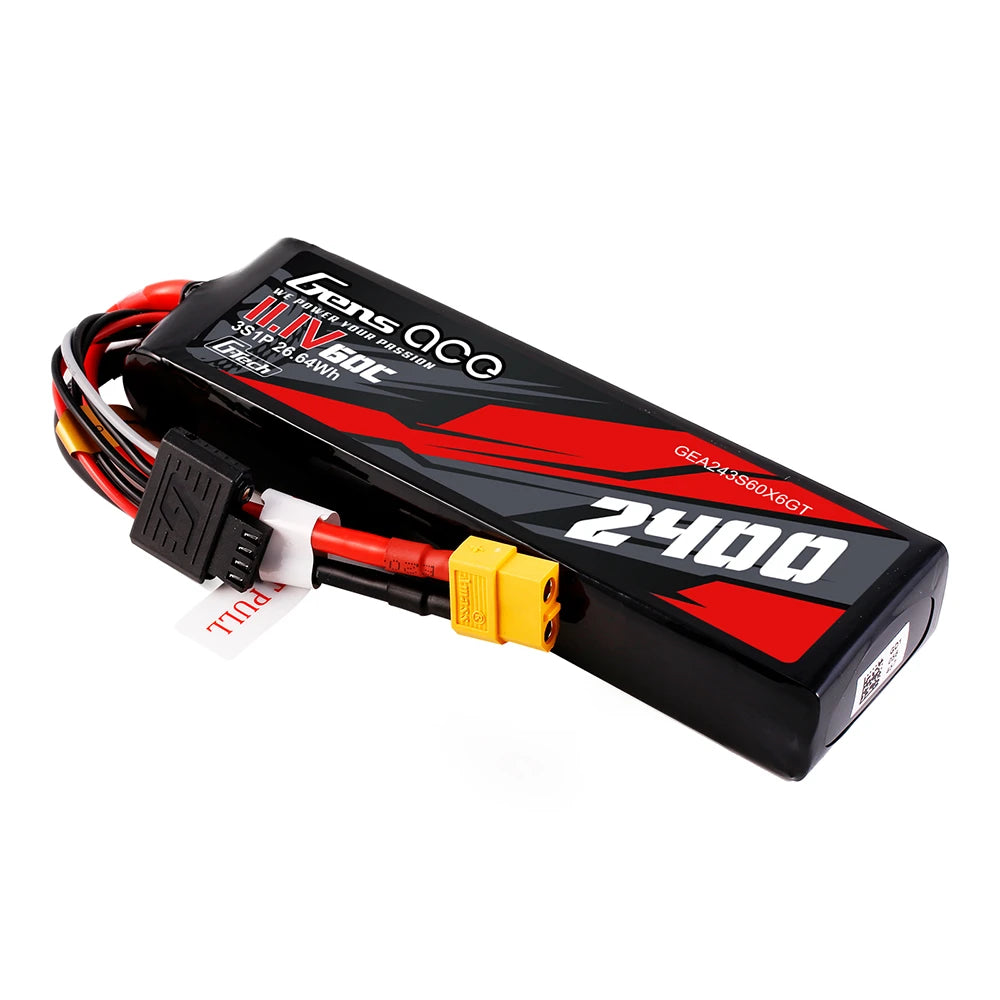Gens ace 2400mAh 3S 60C 11.1V Lipo Battery | XT60 Plug | Car Classic