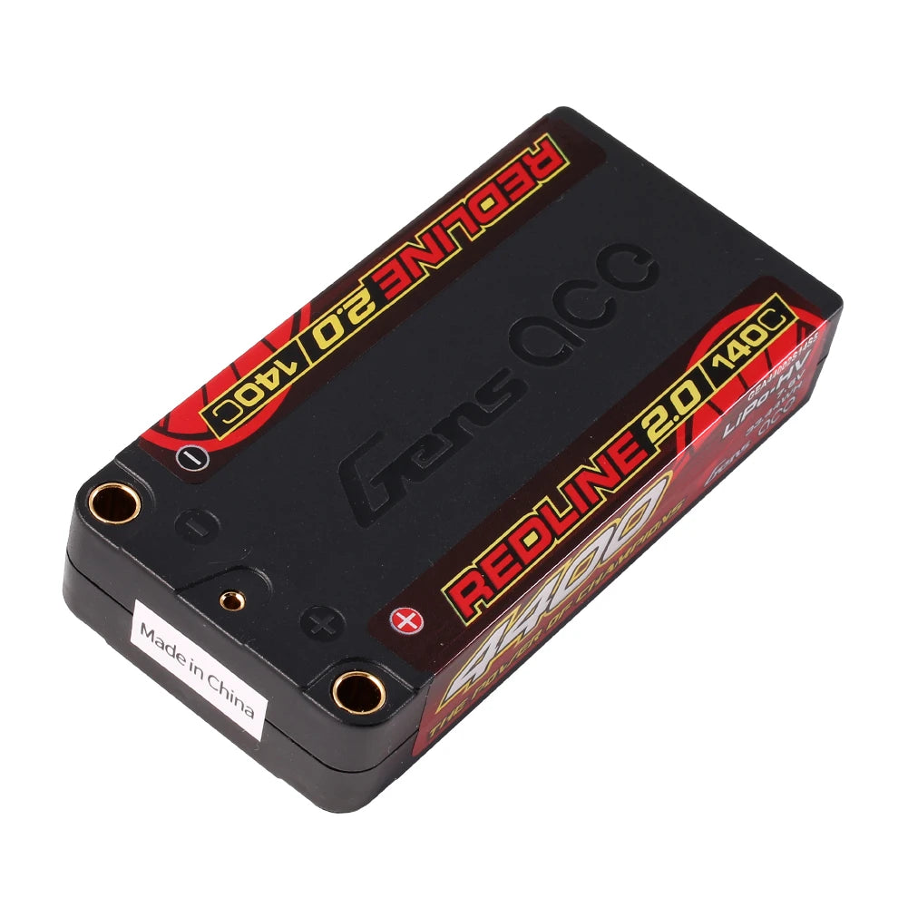 Gens ace 4400mAh 2S 140C 7.6V(HV) Shorty Lipo Battery | 5.0mm bullet | Redline 2.0