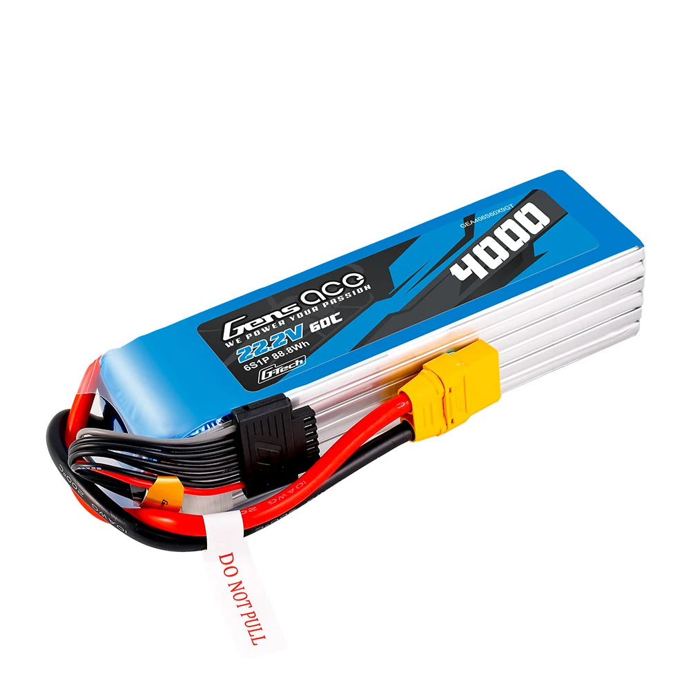 Gens ace 4000mAh 6S 60C 22.2V Lipo Battery | XT90 Plug | Air Classic