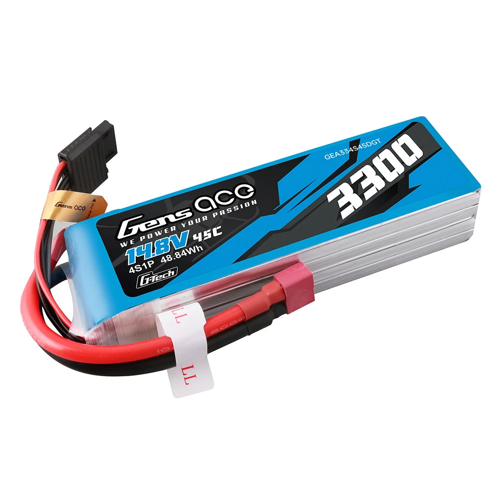 Gens ace 3300mAh 4S 45C 14.8V Lipo Battery | Deans Plug | Air Classic