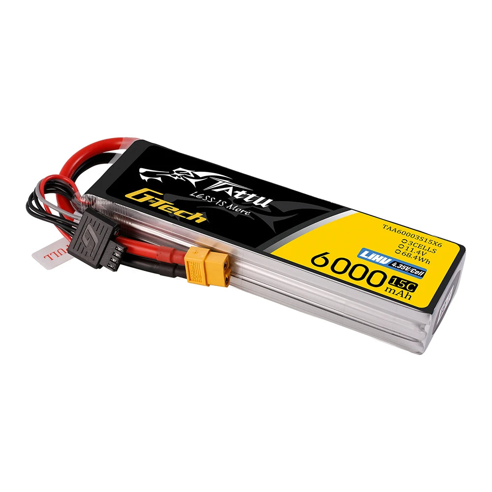 Tattu 6000mAh 3S 15C 11.4V(HV) Lipo Battery | XT60 Plug | FPV Classic