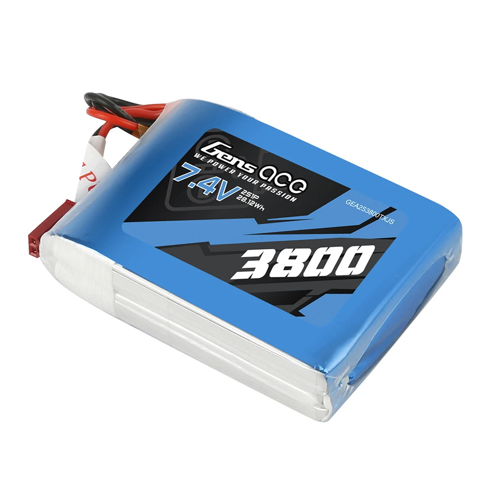 Gens ace 3800mAh 2S 7.4V Lipo Battery | JST-SYP Plug | TX&RX