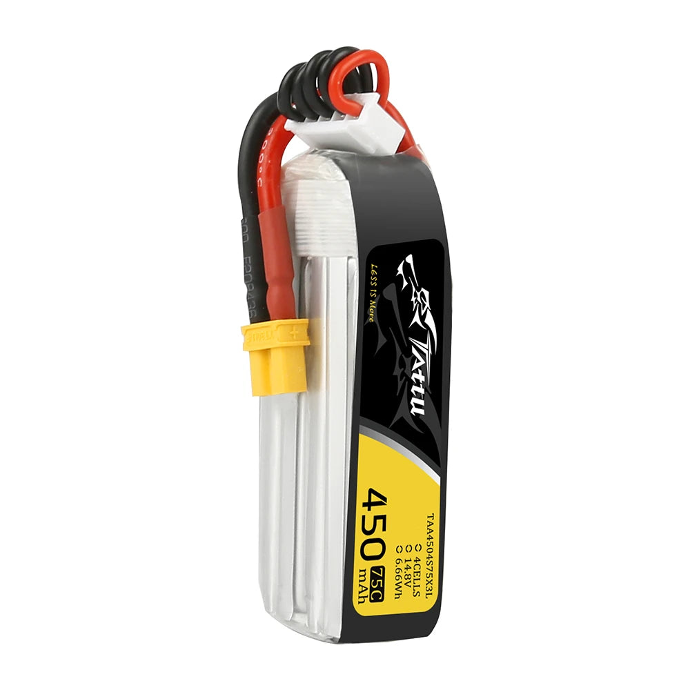 Tattu 450mAh 4S 75C 14.8V Long Lipo Battery | XT30 Plug | FPV Classic