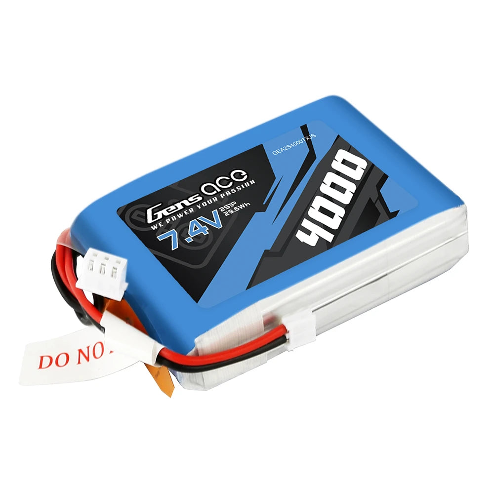 Gens ace 4000mAh 2S 7.4V Lipo Battery | JST-EHR Plug | TX&RX