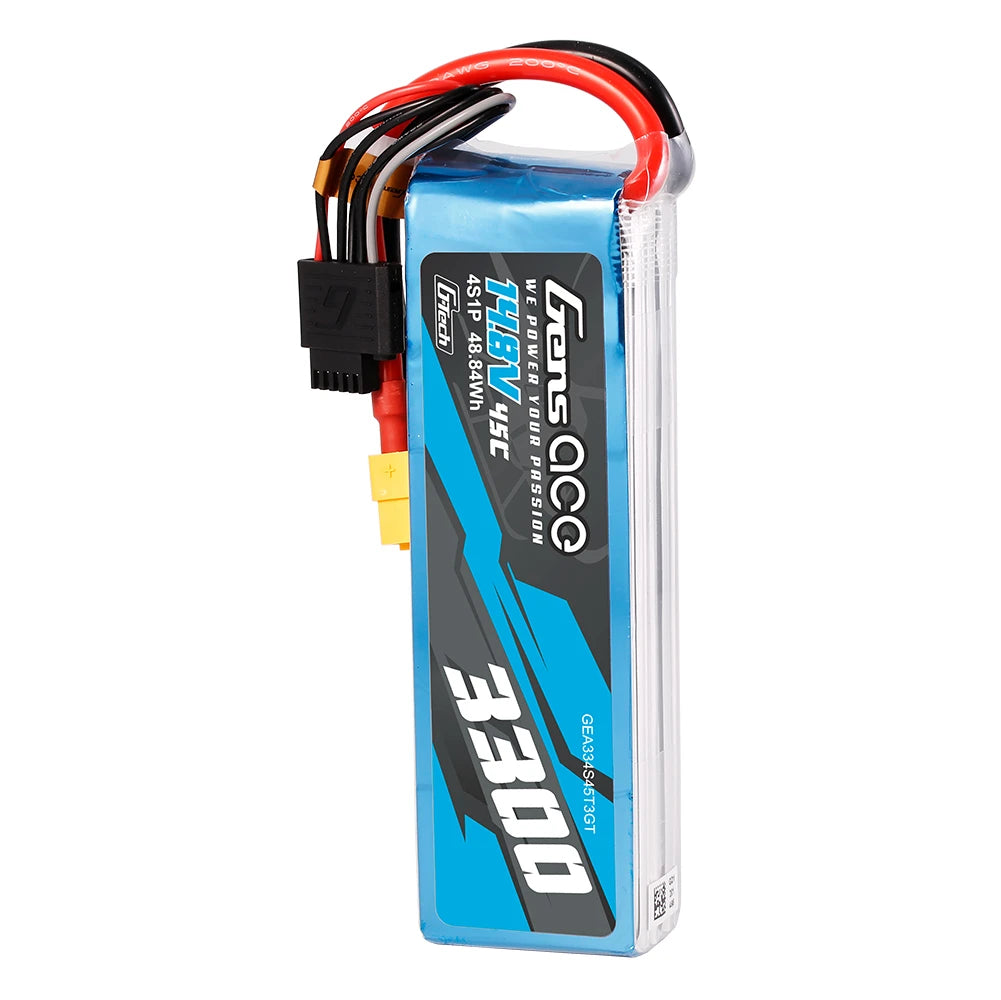 Gens ace 3300mAh 4S 45C 14.8V Lipo Battery | XT60+EC3+Deans | Air Classic