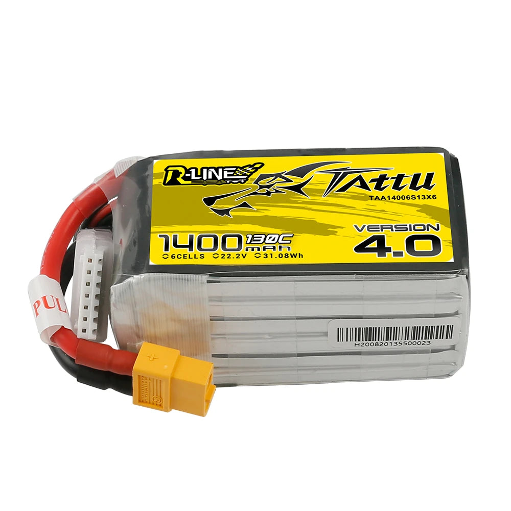 Tattu 1400mAh 6S 130C 22.2V Lipo Battery | XT60 Plug | R-Line 4.0