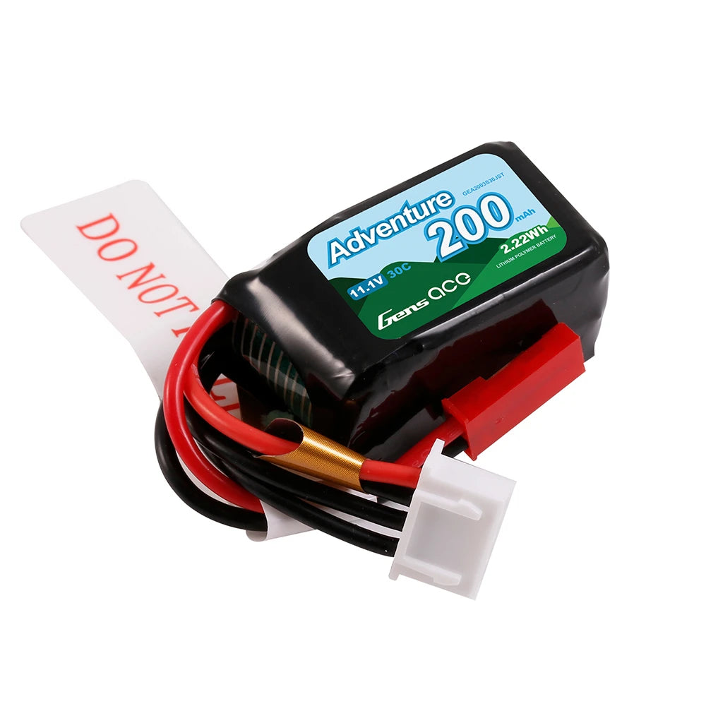 Gens ace 200mAh 3S 30C 11.1V Lipo Battery | JST Plug | Adventure (Non-G-Tech)