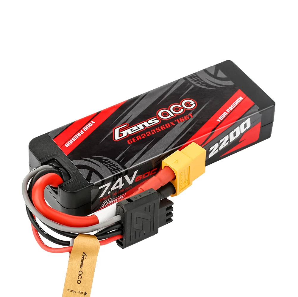 Gens ace 2200mAh 2S 60C 7.4V Lipo Battery | Hardcase | XT60 Plug | Car Classic