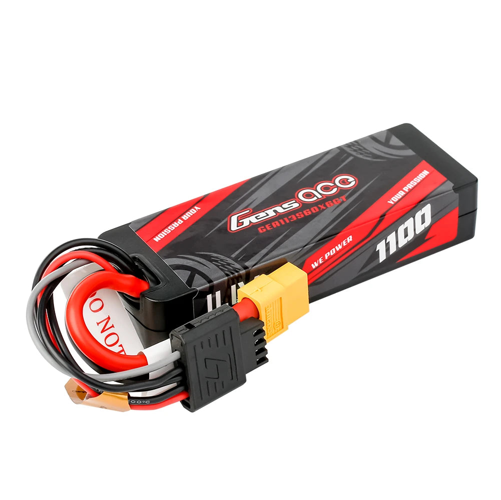 Gens ace 1100mAh 3S 60C 11.1V Lipo Battery | Hardcase | XT60 Plug | Car Classic