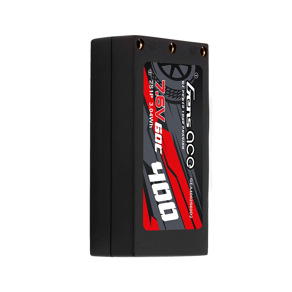 Gens ace 400mAh 2S 60C 7.6V(HV) Lipo Battery | Hardcase | 2mm Bullet to XT60 Adapter | Car Classic