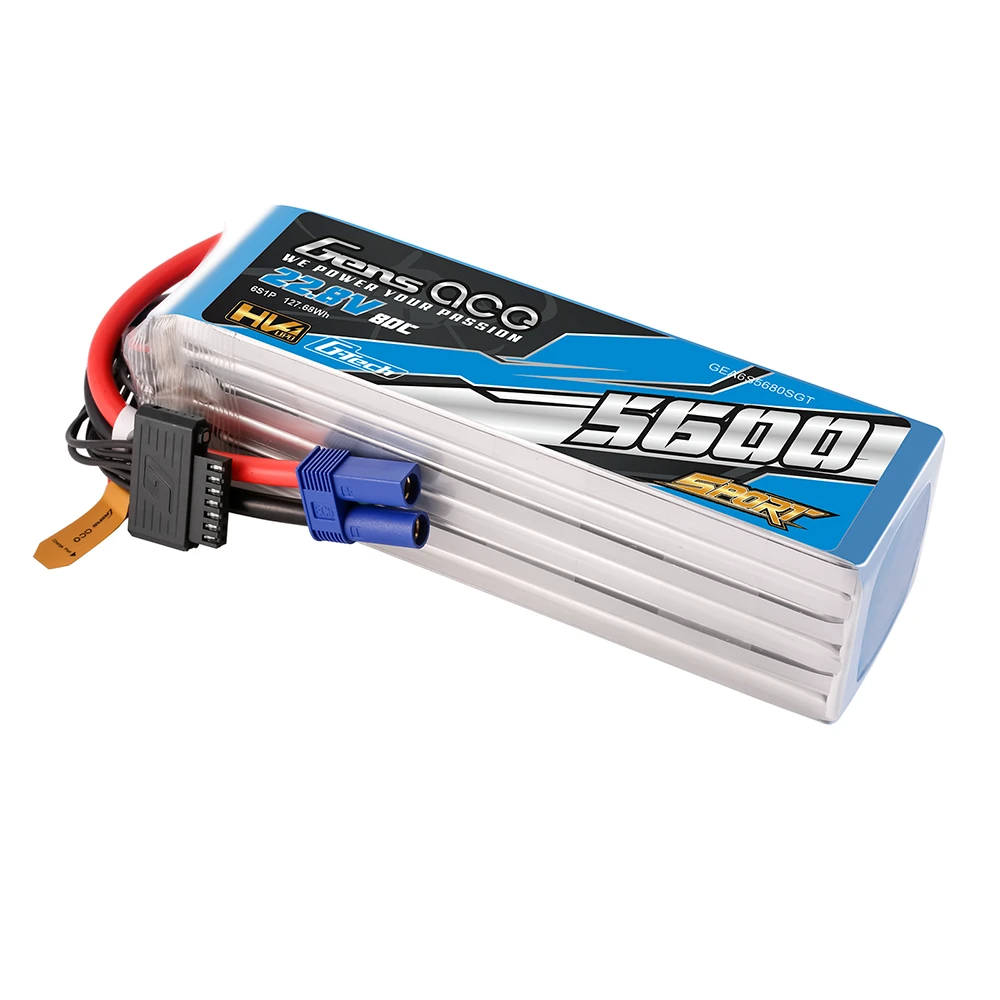Gens ace 5600mAh 6S 80C 22.8V(HV) Lipo Battery | EC5 Plug | Sport