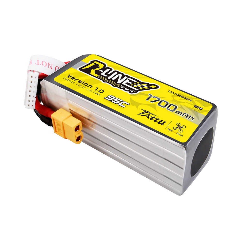 Tattu 1700mAh 6S 95C 22.2V Lipo Battery | XT60 Plug | R-Line 1.0