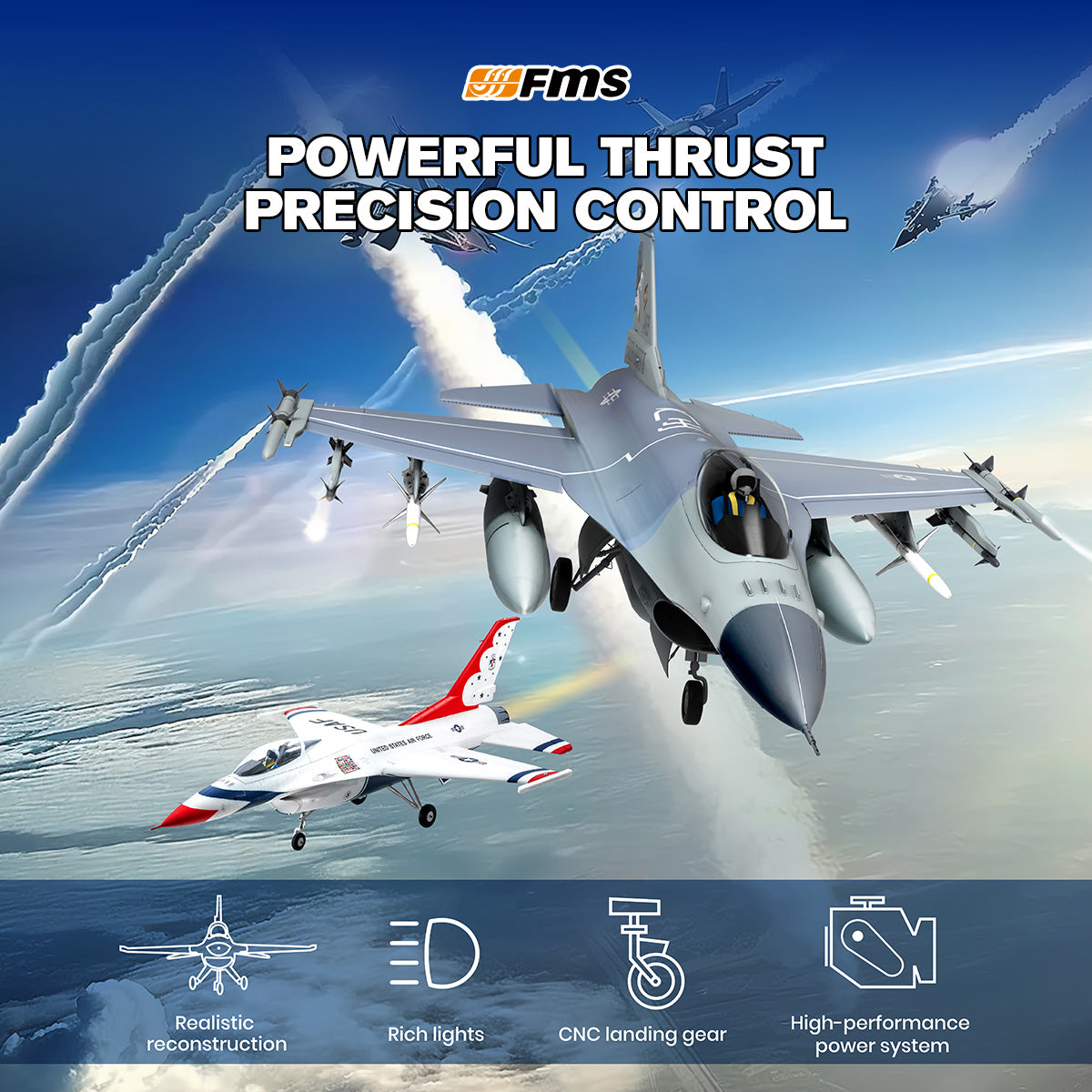 FMS EDF Jet 64mm F-16 Fighting Falcon, RTF / PNP