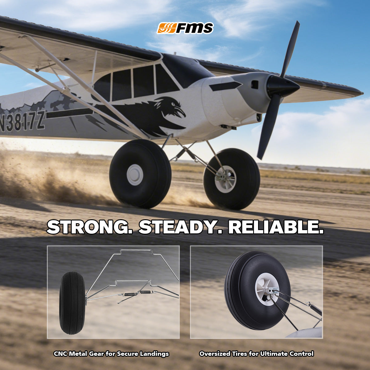 FMS 1300mm PA-18 Super Cub with Reflex V3, RTF / PNP