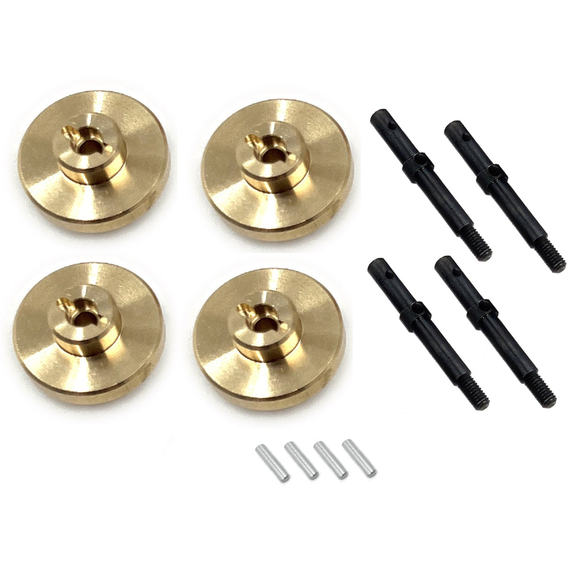 HD Brass Hexes with +10mm Axles and 1.5mm Pins, 4pcs