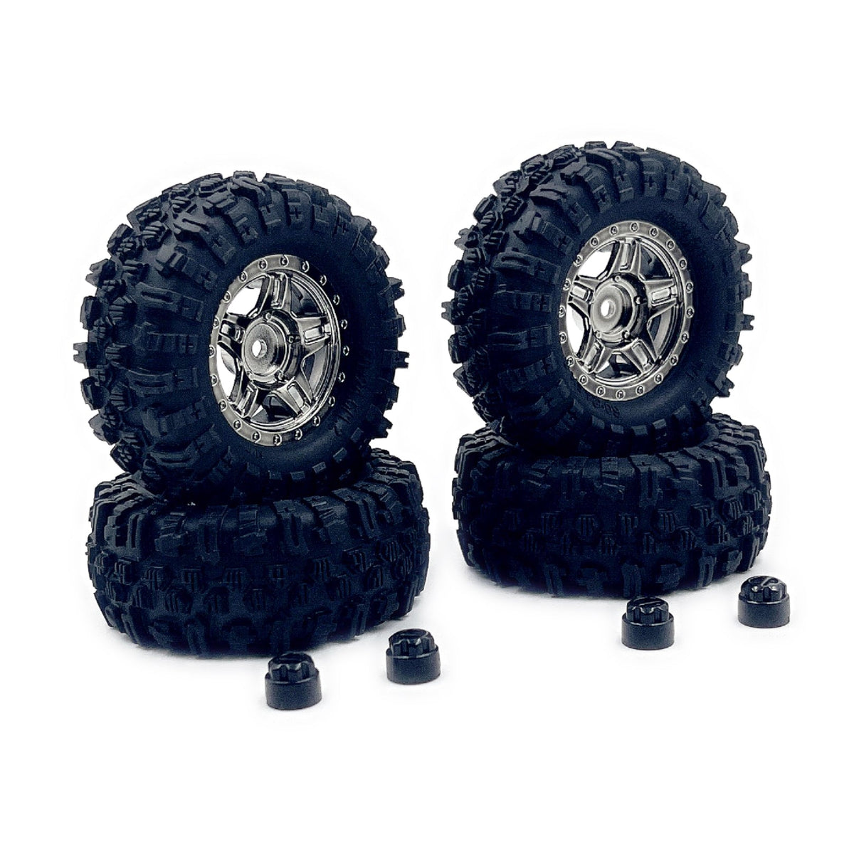1.2" Mudder Wheel Set, 60mm, Black Chrome