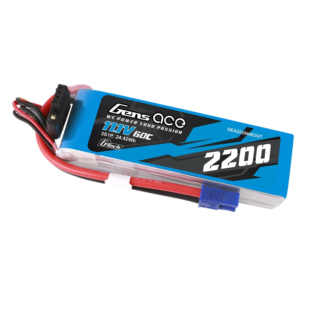 Gens ace 2200mAh 3S 60C 11.1V Lipo Battery | EC3 Plug | Air Classic