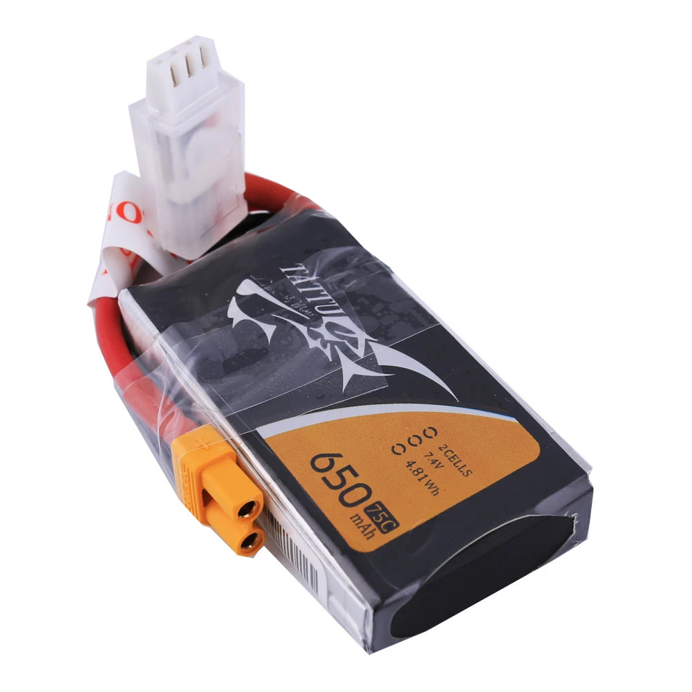Tattu 650mAh 2S 75C 7.4V Lipo Battery | XT30 Plug | FPV Classic