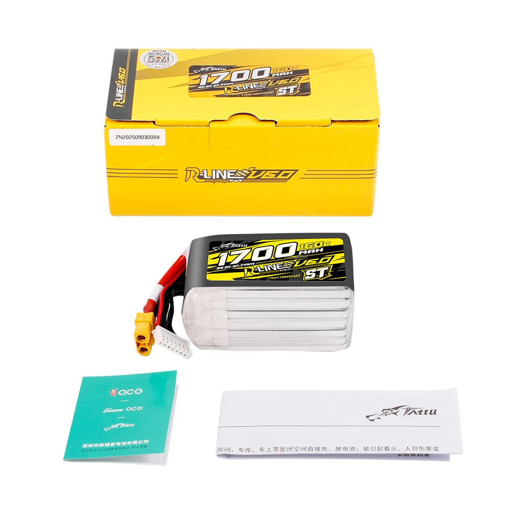Tattu 1700mAh 6S 160C 22.2V ST Lipo Battery | XT60 Plug | R-Line 6.0