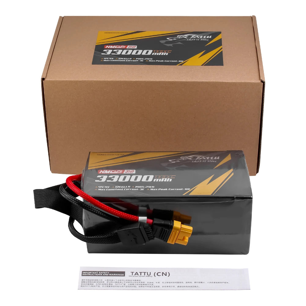 Tattu 33000mAh 12S 10C 44.4V Lipo Battery | AS150U-F Plug | Semi-solid (350Wh/kg)