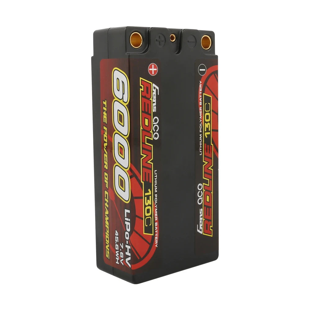 Gens ace 6000mAh 2S 130C 7.6V(HV) Lipo Battery | 5.0mm bullet | Redline 1.0