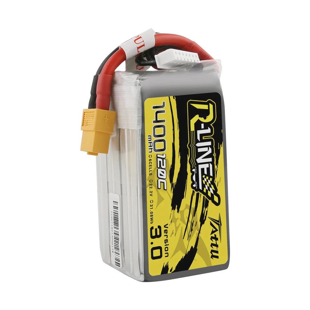 Tattu 1400mAh 6S 120C 22.2V Lipo Battery | XT60 Plug | R-Line 3.0