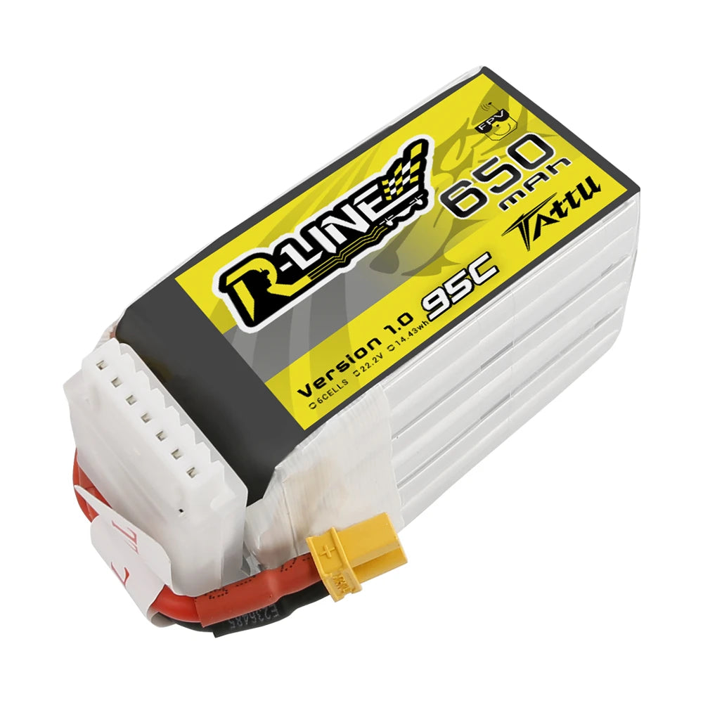 Tattu 650mAh 6S 95C 22.2V Lipo Battery | XT30 Plug | R-Line 1.0