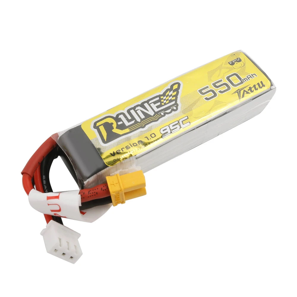 Tattu 550mAh 2S 7.4V Lipo Battery | XT30 Plug | R-Line 1.0