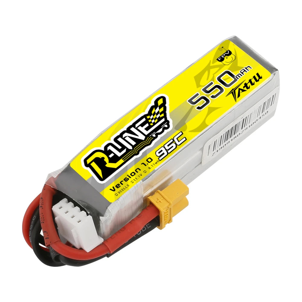 Tattu 550mAh 3S 95C 11.1V Lipo Battery | XT30 Plug | R-Line 1.0