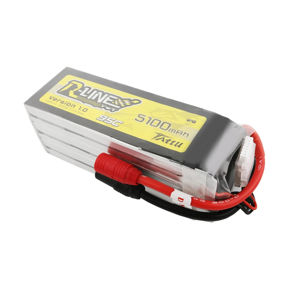 Tattu 5100mAh 6S 95C 22.2V Lipo Battery | AS150 Plug | R-Line 1.0