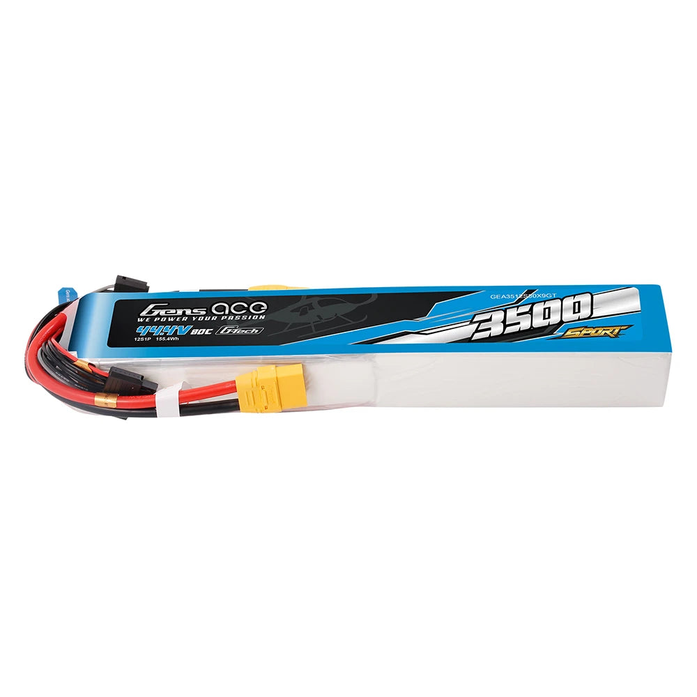 Gens ace 3500mAh 12S 80C 44.4V Lipo Battery | XT90 Plug | Sport